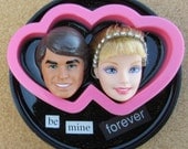 Be Mine Forever - Upcycled Barbie & Ken assemblage
