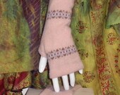 so soft 100% lambswool fingerless gloves in pink peppermint...by mia baggali