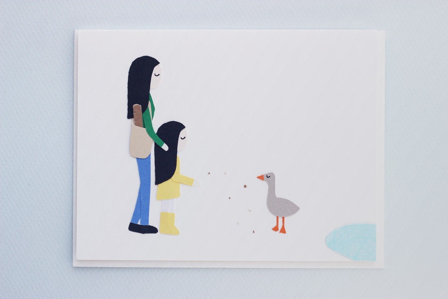 Mother's Day Feeding ducks with Mom - collage card
