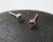 Teeny Tiny Sterling Silver Skull Earrings