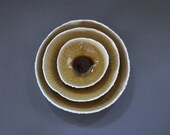 SALE - Amber Large Geode Ceramic Bowl - White Textured Porcelain Serving Centerpiece Bowl