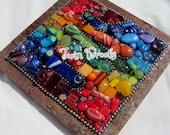 Bright Rainbow Mixed Media Mosaic on Slate