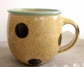 handmade coffee mug - polka dotted - 14 oz