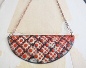 Multi Color Enamel Half Moon Necklace- Reversible