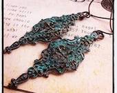 Vintage Oxidized PAtina Vine Earrings -   gifts for her - Versailles Garden