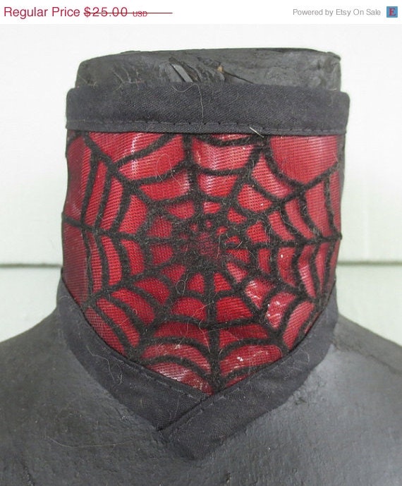 ON SALE Blood Red Spiderweb Overlay Choker Neck Corset Collar