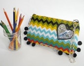 Heart of Texas Wristlet, Map of Austin, Bright Zig Zags, Chevron, Polka Dots, Handmade in Austin, Texas