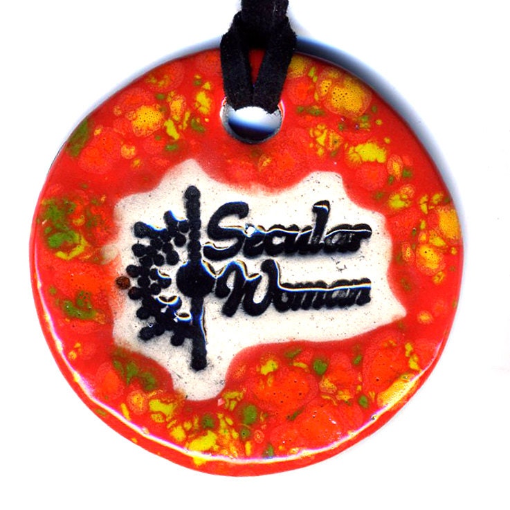 Secular Woman Fundraiser Ceramic Necklace in Spotted Red