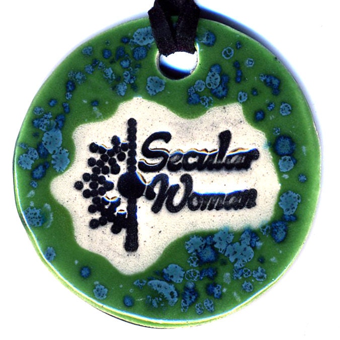 Secular Woman Fundraiser Ceramic Necklace in Spotted Green