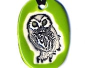 Owl Ceramic Necklace in Green