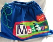 What's your Word to Drawstring Bag Handmade 100% upcycled from tShirt material BIG One of a Kind