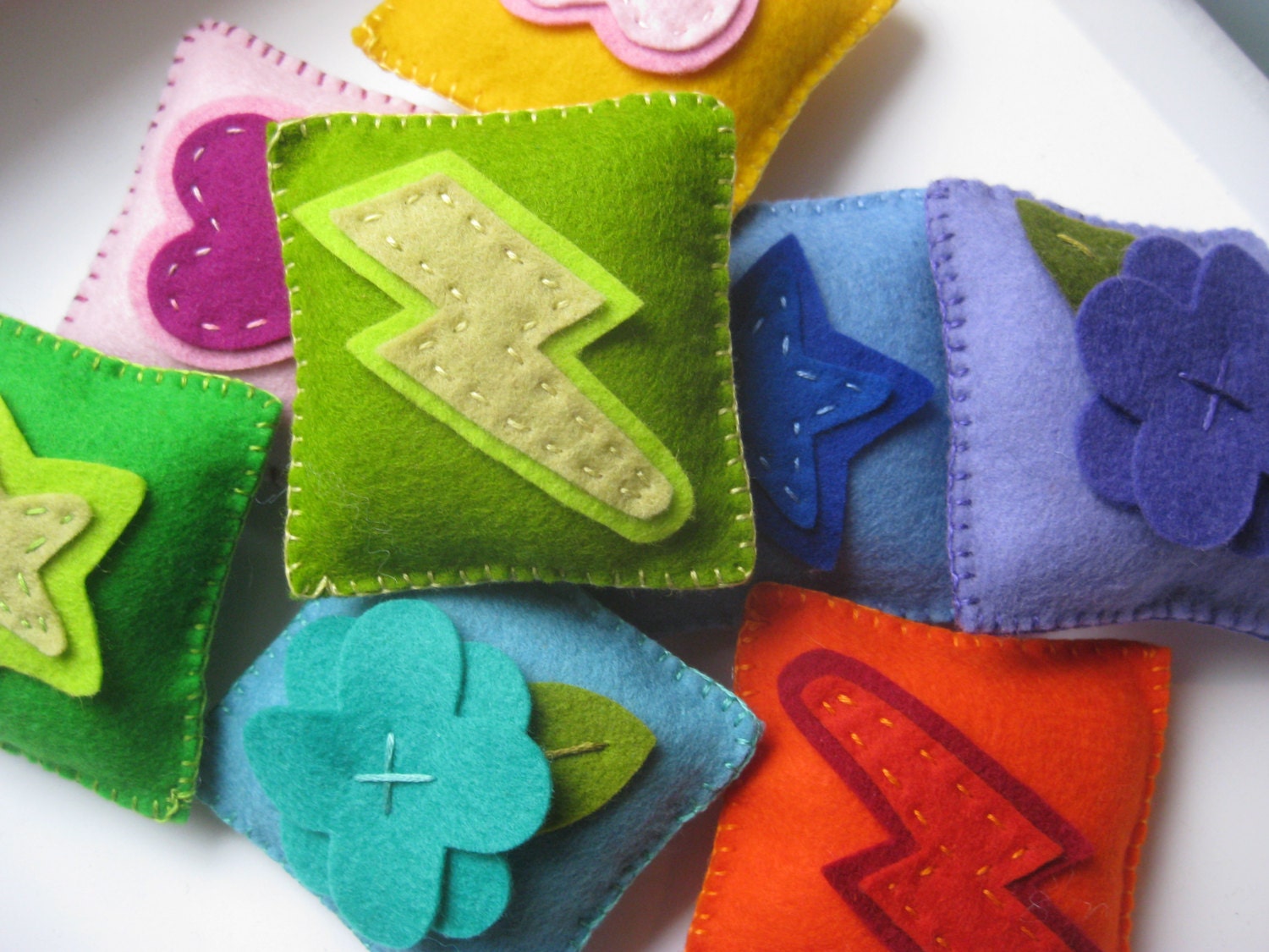 colorful felt tooth fairy pillow, custom with initial, made to order