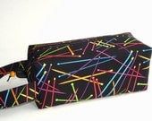 Boxy Bag Knitting Project Bag - Bright Knitting Needles on black