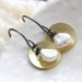 Soleil... hammered brass disc earrings with Keishi pearls & oxidized silver
