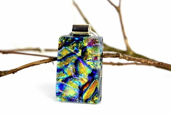 Dichroic Fused Glass Pendant - Fused Glass Jewelry - Fused Dichroic Necklace - Dichroic Jewelry