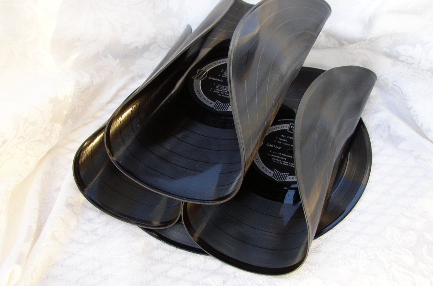 Mini-Bar Wine Rack, Recycled Record Albums, Eco-Friendly Functional Art