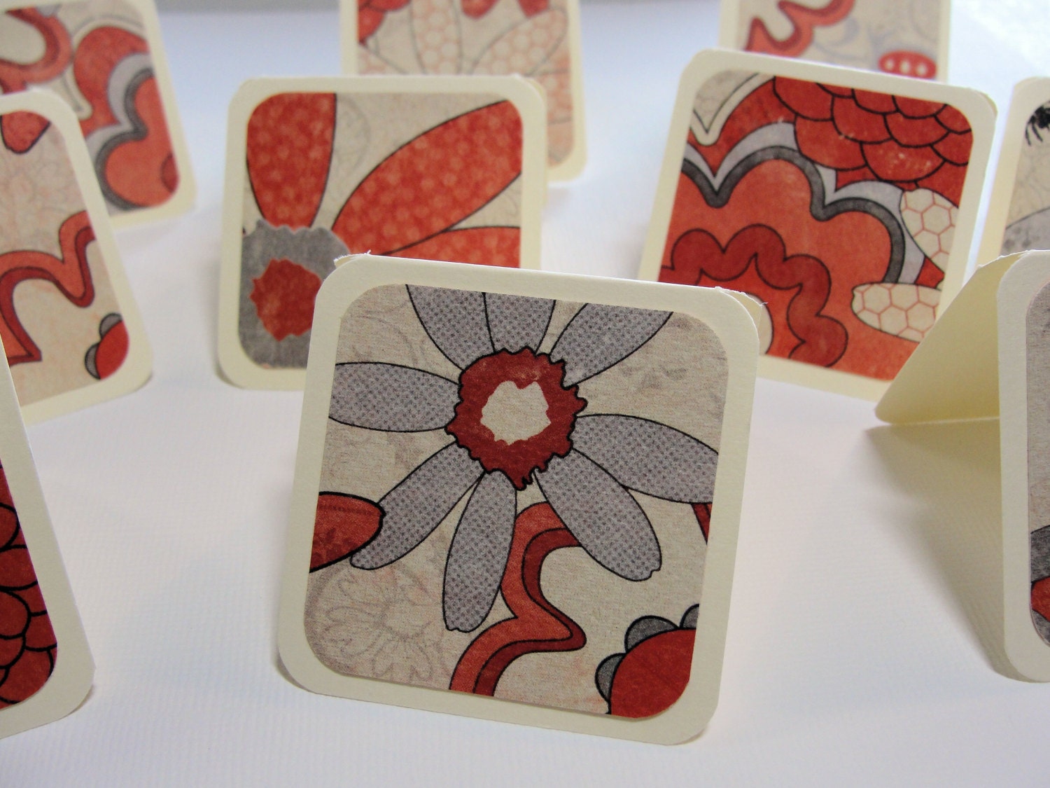 Floral Blank Mini Cards - Gift Tags - Set of 8 - Handmade Paper Goods by DeeJann on Etsy