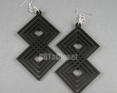 Black Large Double Square laser cut dangle earrings
