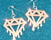 Silver Dripping Diamond laser cut earrings
