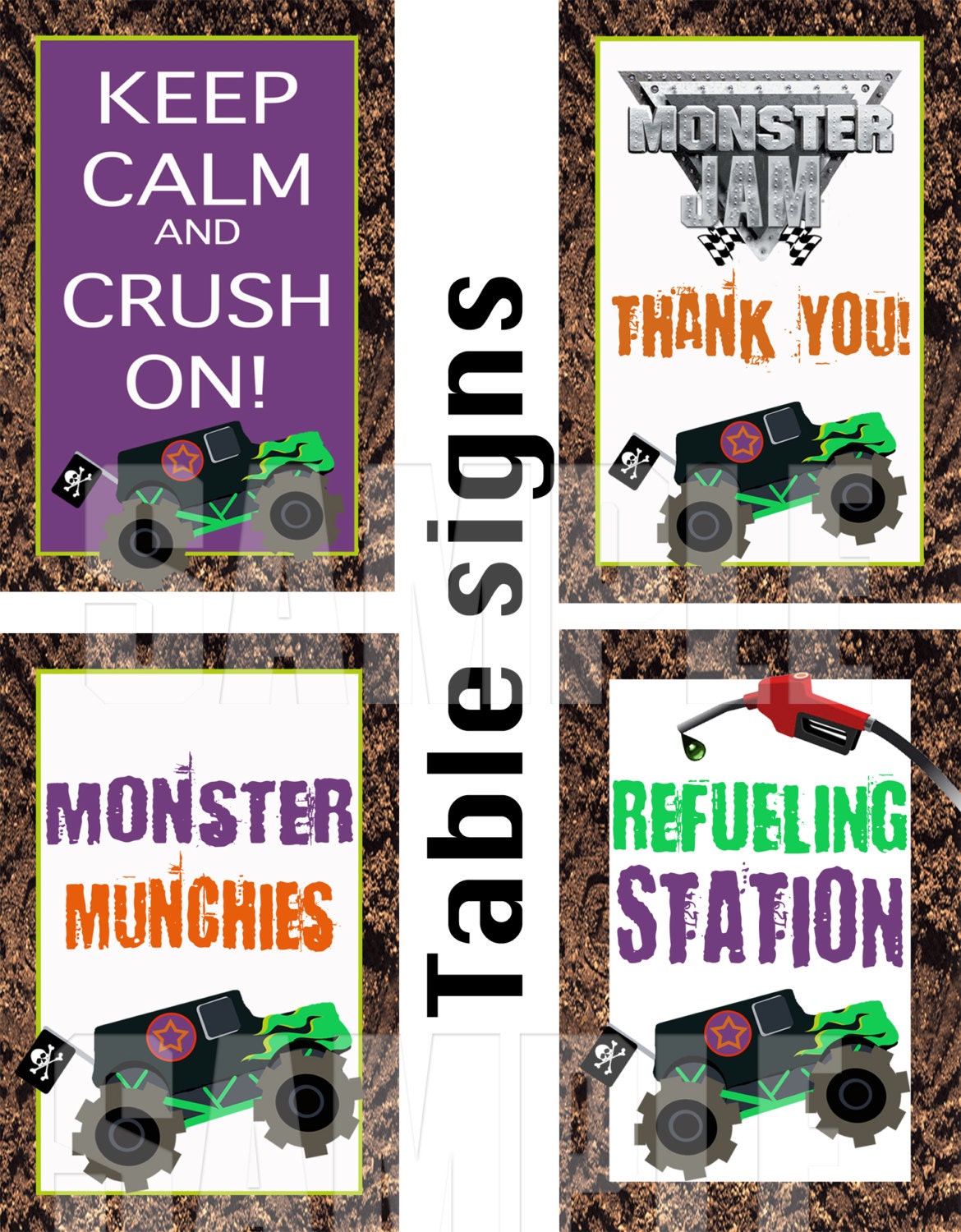 Printable Monster Truck Table Signs By Lilbeansprout On Etsy