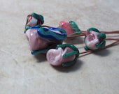 Assorted Roses Handmade Lampwork Glass Bead Headpins