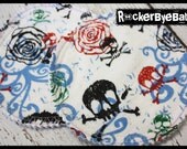 RARE Punk Rock Splatter Skulls and Roses set of 2 Nursing Pads White with Red Blue Green Bamboo and PUL