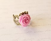 Lilac Rose Ring - Shabby Chic Jewelry