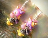 SPRING BLOOMS - Lampwork and Swarovski Crystal Earrings
