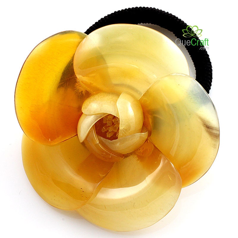 ROSE Organic Horn Ponytail Holder Handmade