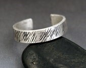 Sterling Silver Open Ring - Grass Texture - Size 8 - Slightly Adjustable