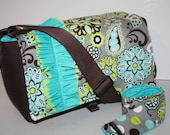 Camera Bag  Dslr 5 Lens Pockets Lime Paisley Frilly Ruffle WD LG and Matching Camera Strap Cover Foam Padding