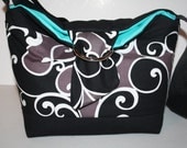 Diaper Bag Purse Diaper Tote  Hobo  lots of pockets Miller Swirl Teal / messenger strap XcessRize Designs