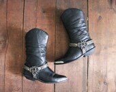 black leather boots / harness boots / boots size 6