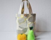 Lunch Bag in Yellow and Gray Blossom - Yellow and Gray Mini Tote