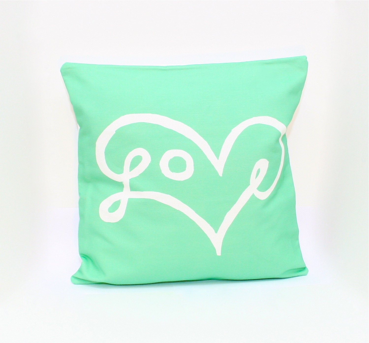 Love Print Pillow Cover in Mint
