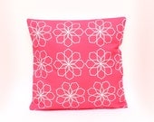 SALE Pink Geo Modern Flower Pillow Cover