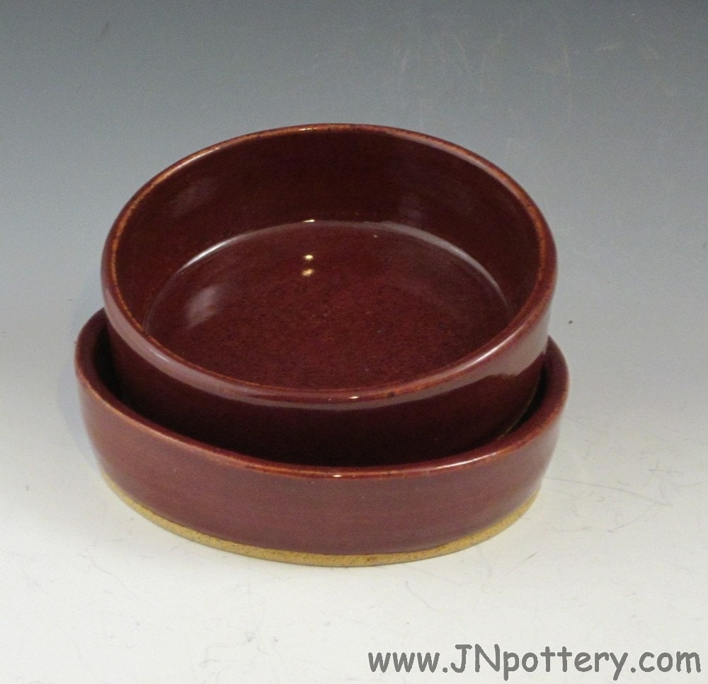 Tapas Dishes, Shallow Bakers, Ceramic Servers, Set of 2, Rustic Brick Red Stoneware  s215