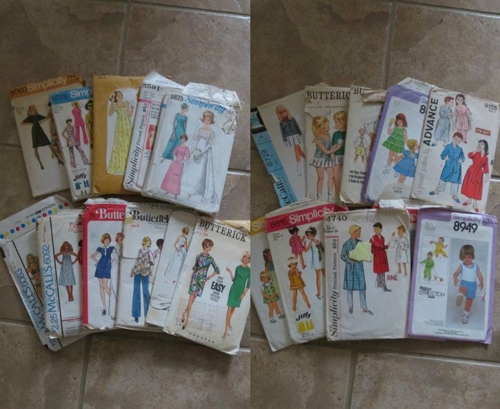 REDUCED SALE Lot of 21 vintage women's and children's vintage patterns