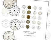 Antique Watch Dial 1" circle digital collage sheet for Altered Art pocket watch steampunk pocketwatch face 25mm circle round 25.4mm 25mm