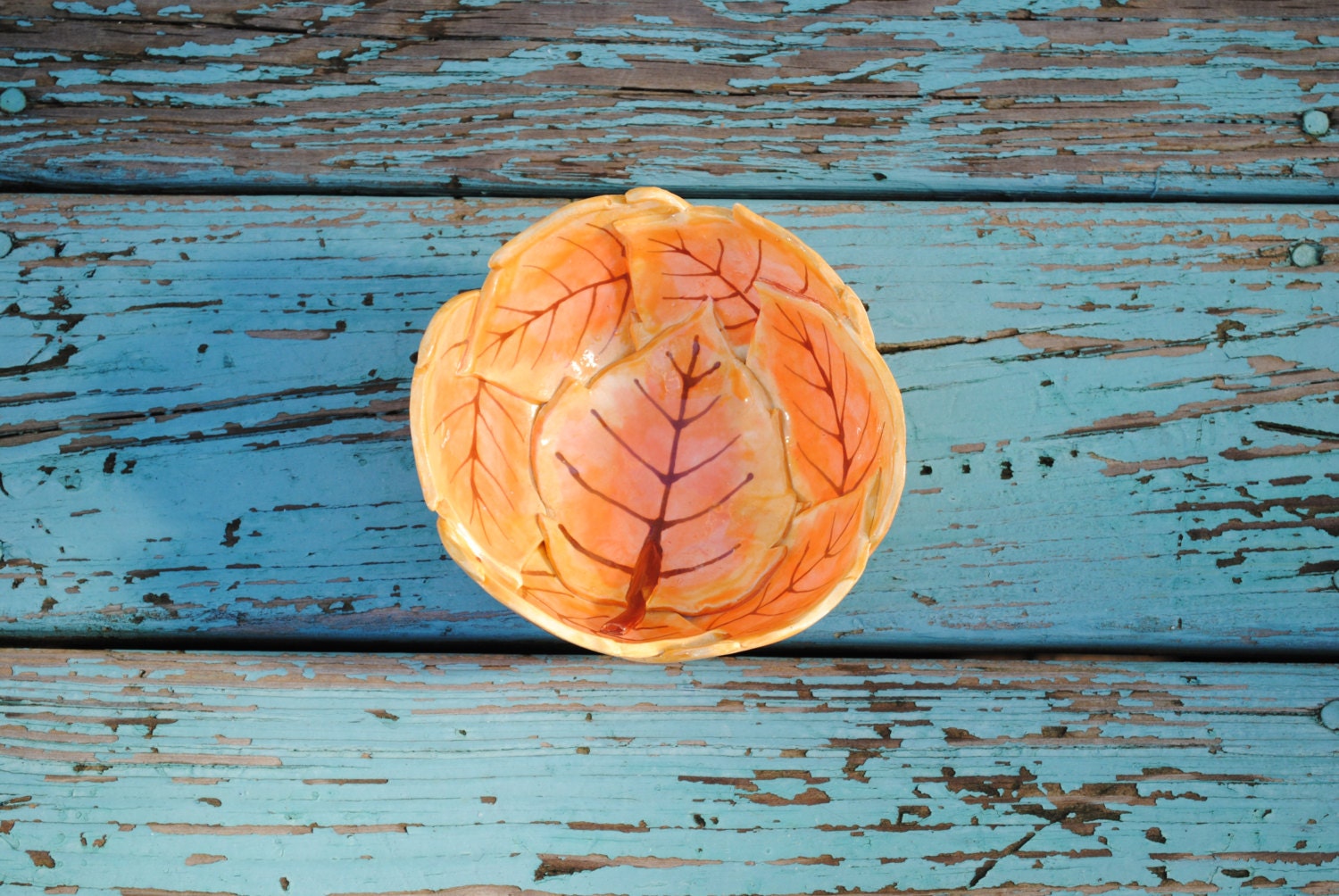 Small Orange Leaf Bowl