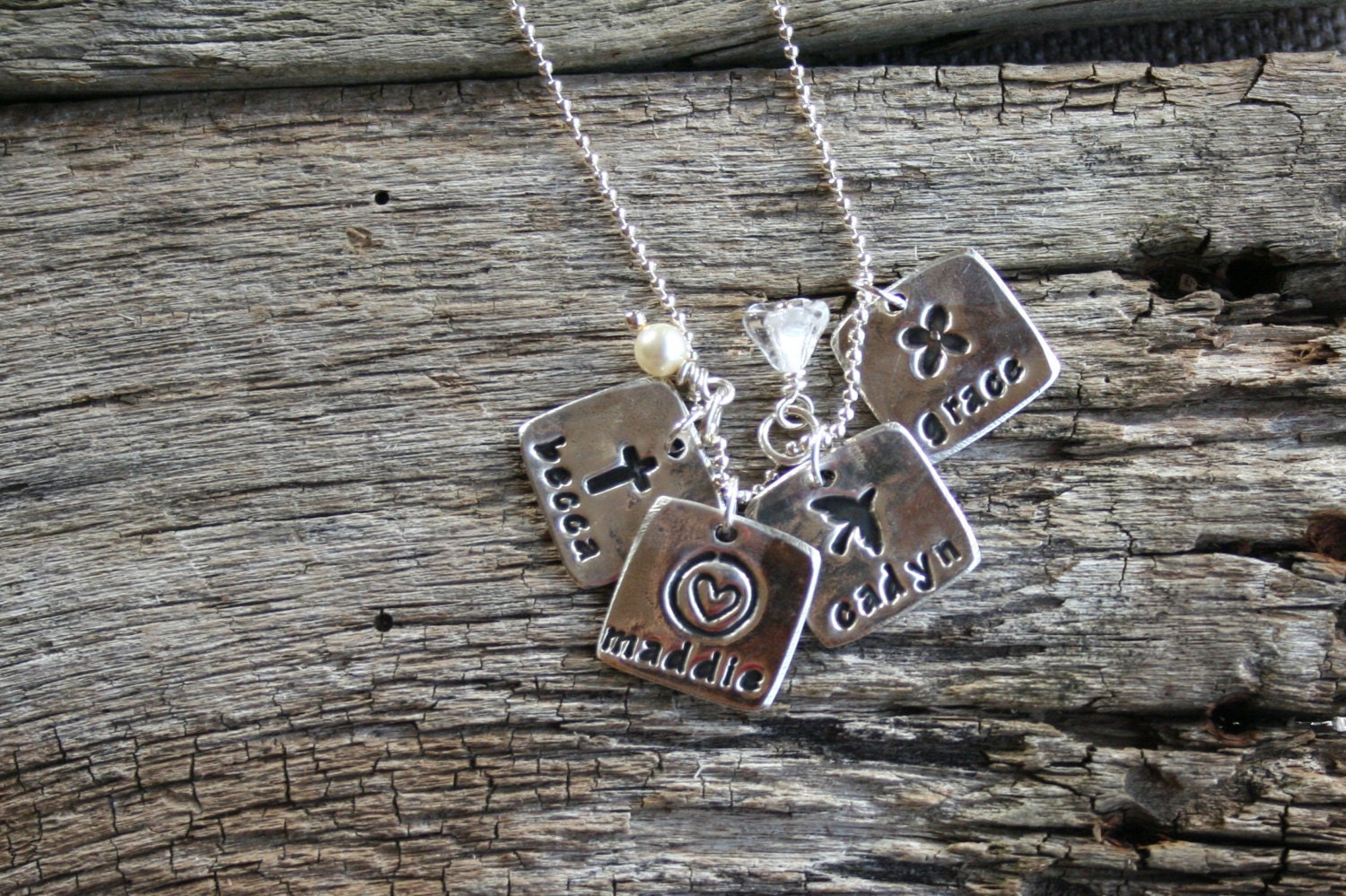 Rustic Silver Necklace Collection - Family Squares