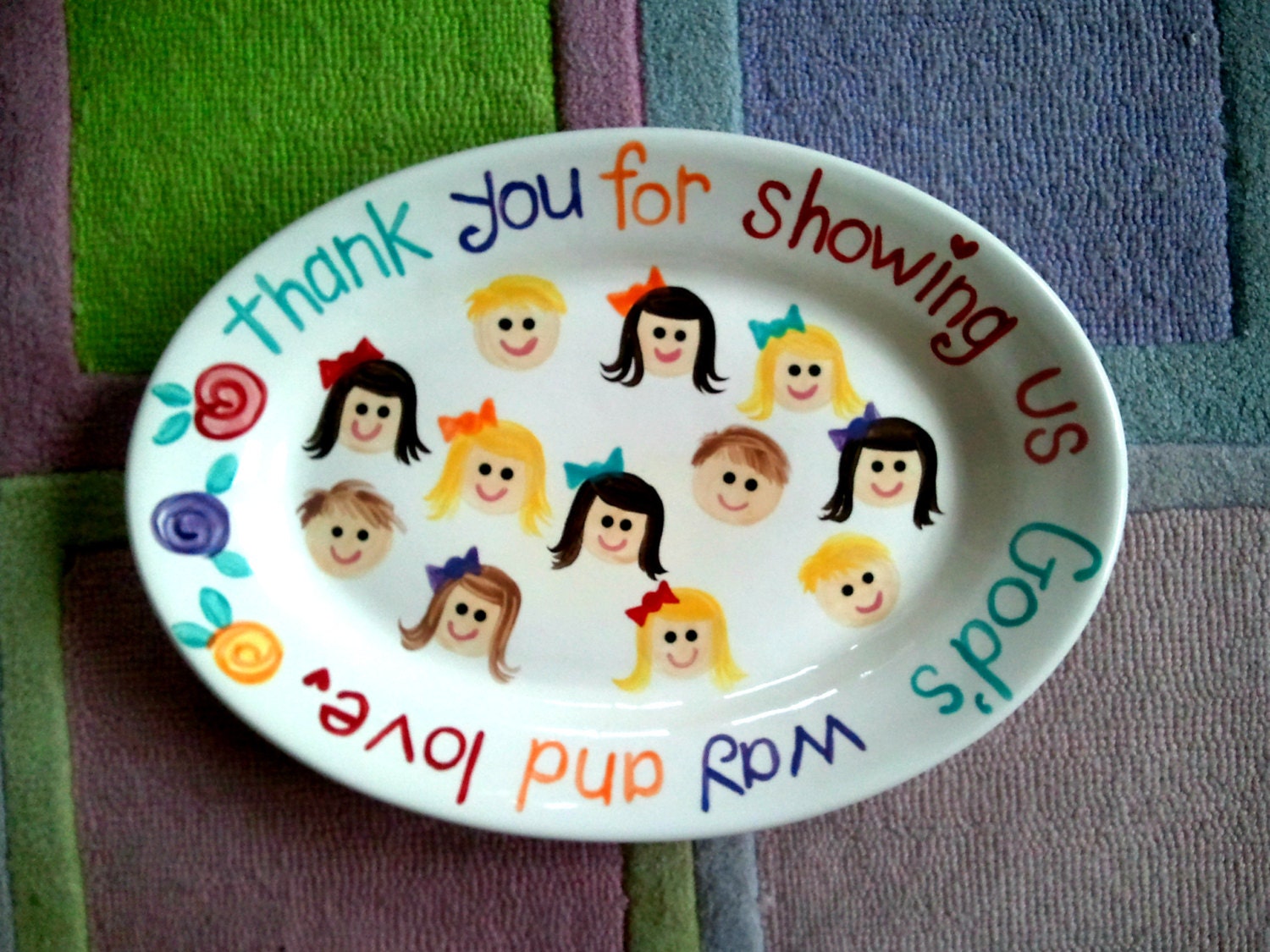 Sunday School Teacher Platter Customized with Class Faces and special Bible verse Il_170x135