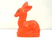 Handmade Chalkware Deer Figurine - Orange - Art Deco Vintage Style