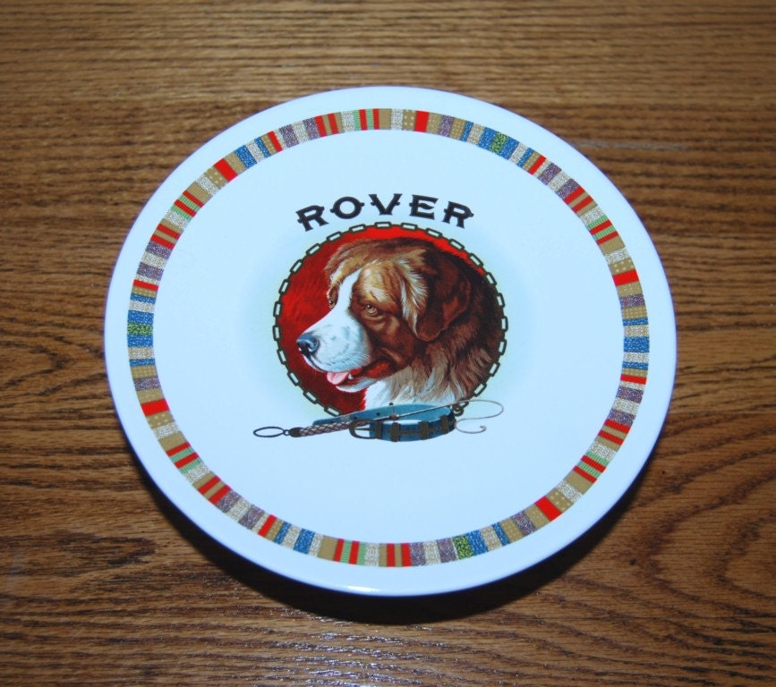 CIGAR BOX Label Rover St. Bernard Dog dessert plate stand