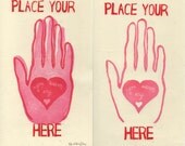 Heat Sensitive Thermochromic Valentine - You Warm My Heart Linocut