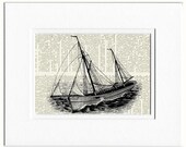 vintage sail boat no.6 - printed on page from old dictionary
