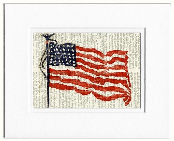 Flag printed on page from vintage dictionary...