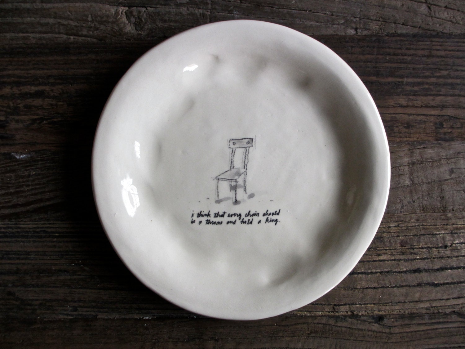 8" plate with chair sketch  (i think that every chair . . . ) no. 1