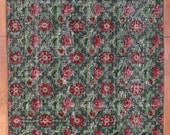 Vintage Emerald Lattice Floral Turkish Carpet Area Rug