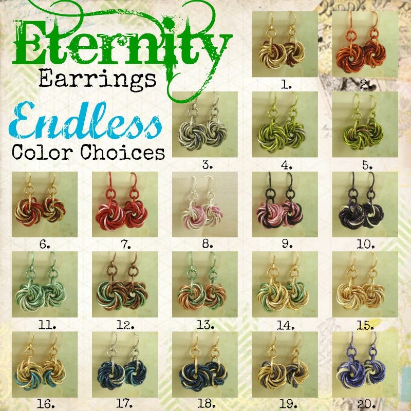Eternity Earrings - The Stylish Side of Chainmaille - Your Pick of Accent Color